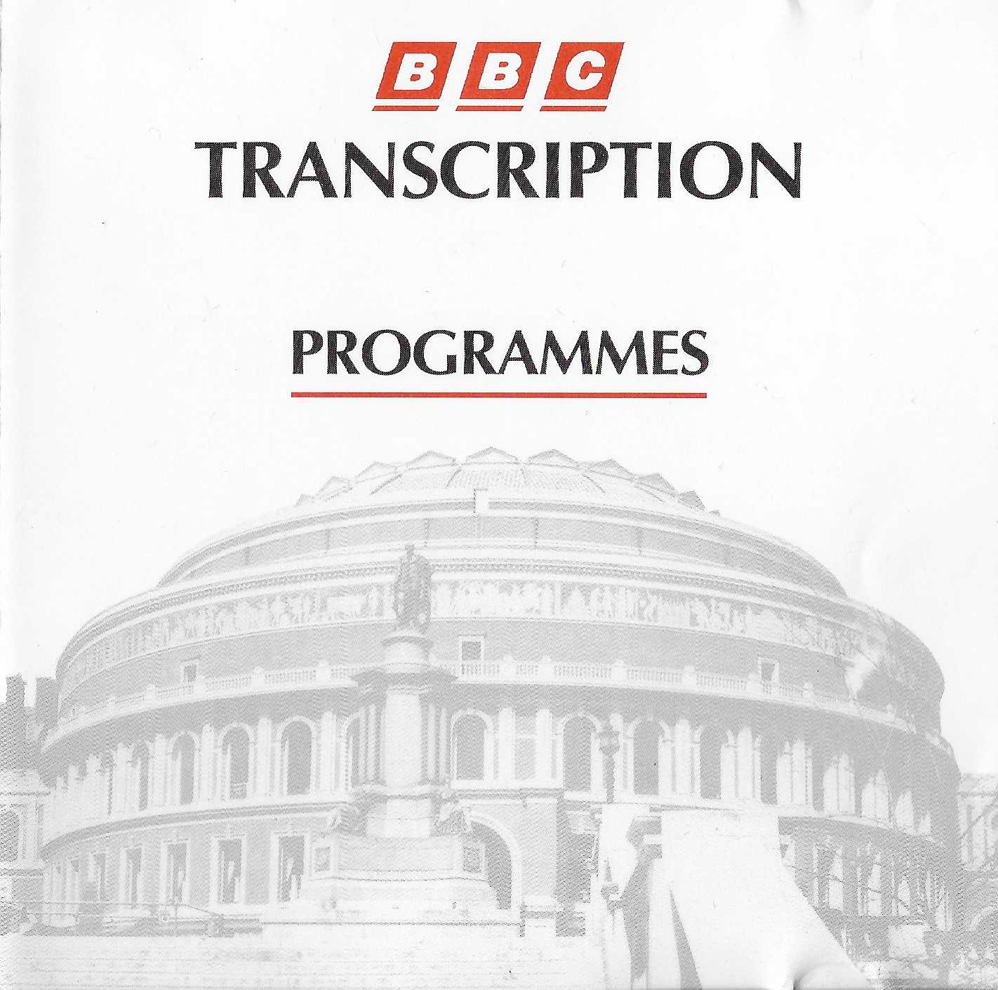 Picture of TCD 0001 BBC Transcription Programmes by artist Various